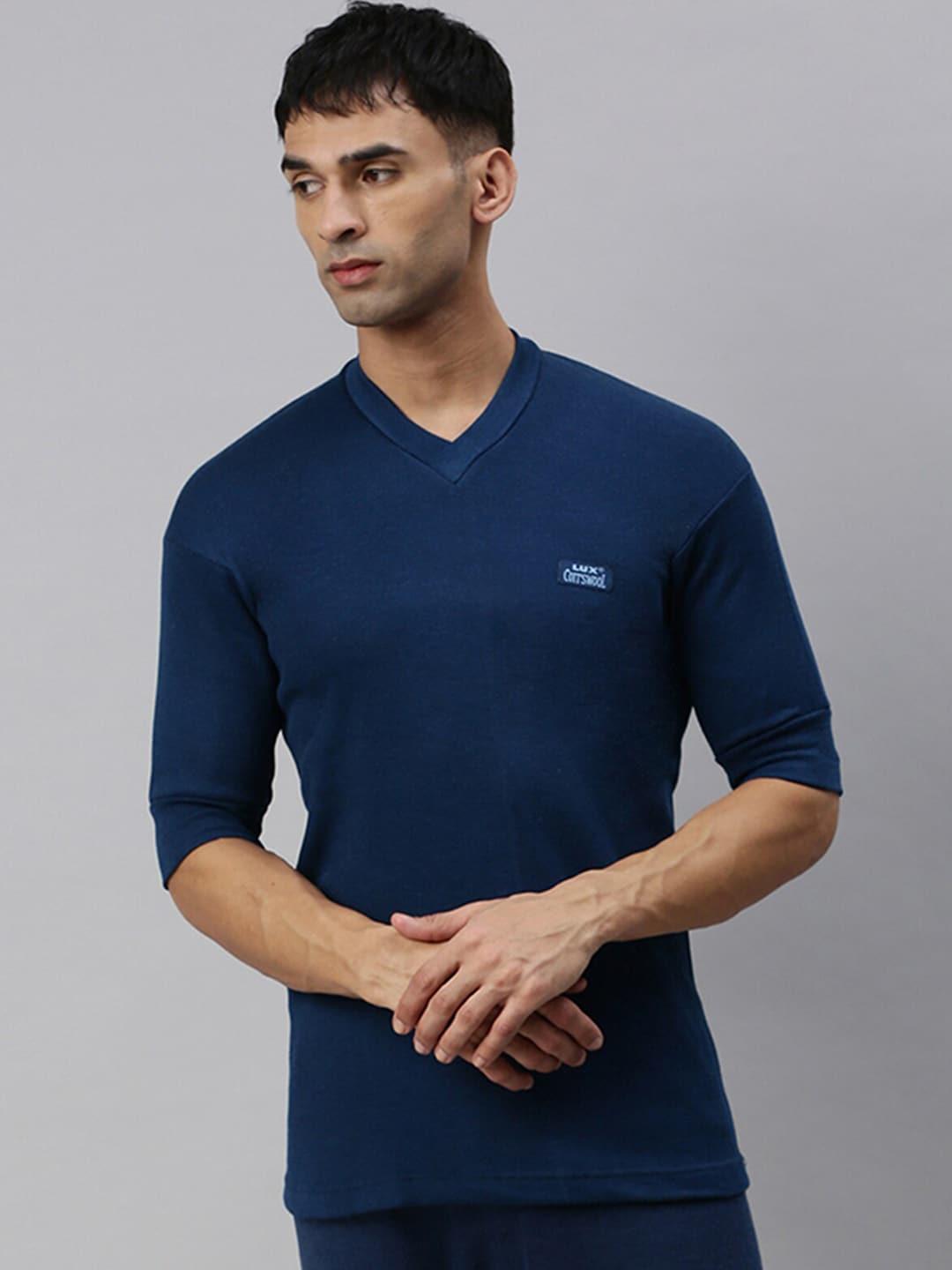 lux cottswool v-neck logo printed thermal tops