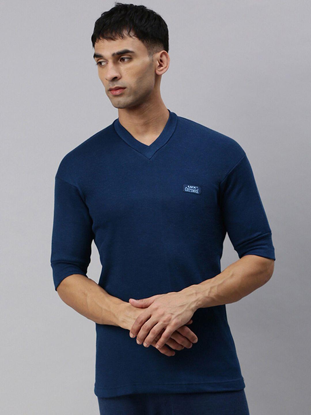 lux cottswool v-neck wool thermal tops