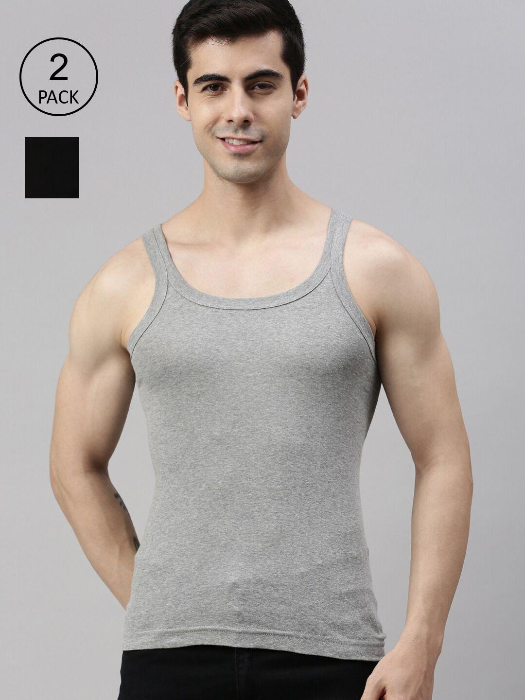 lux-cozi-men-pack-of-2-black-&-grey-solid-pure-cotton-gym-vests