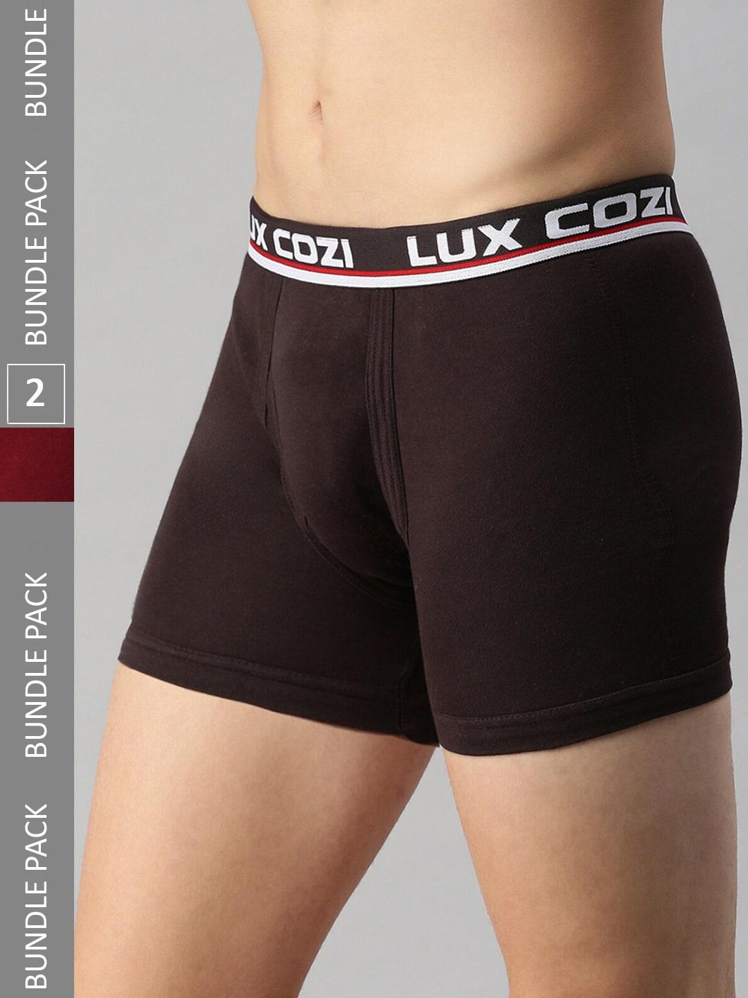lux cozi men pack of 2 mid-rise breathable trunks cozi_intlock_cof_mrn_2pc