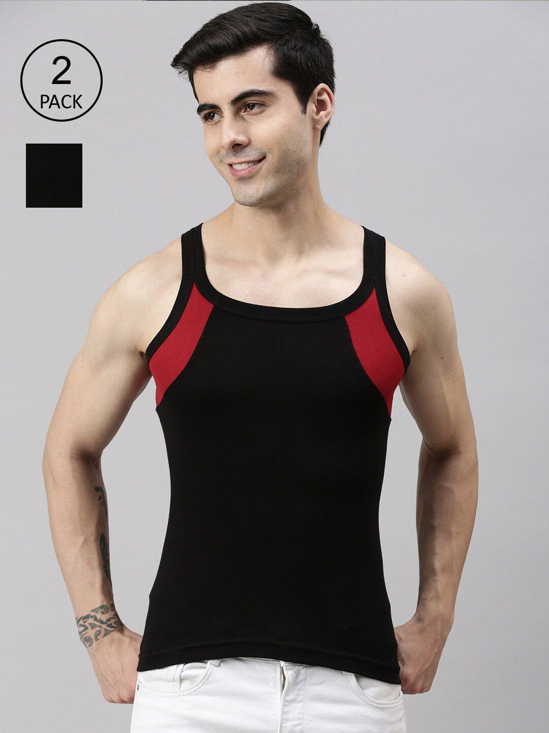 lux cozi men pack of 2 solid pure cotton innerwear gym vests