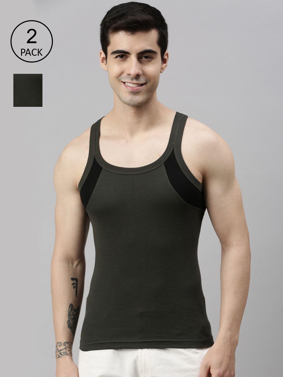 lux cozi men pack of 2 solid pure cotton innerwear vests