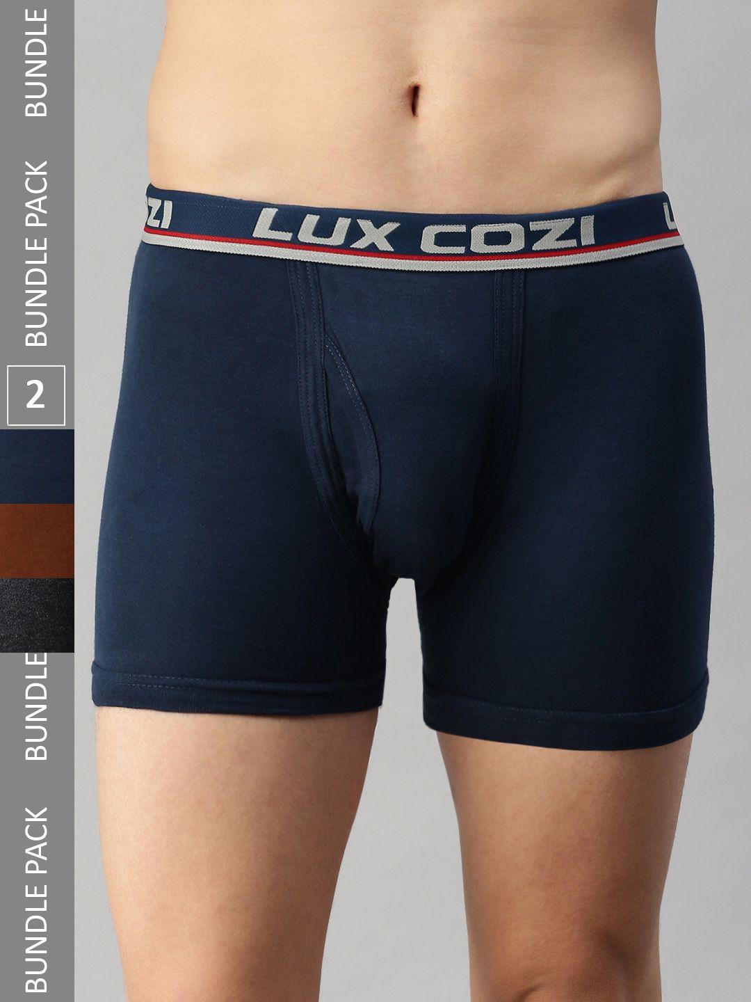 lux cozi men pack of 3 skin-friendly label free comfort long cotton trunk