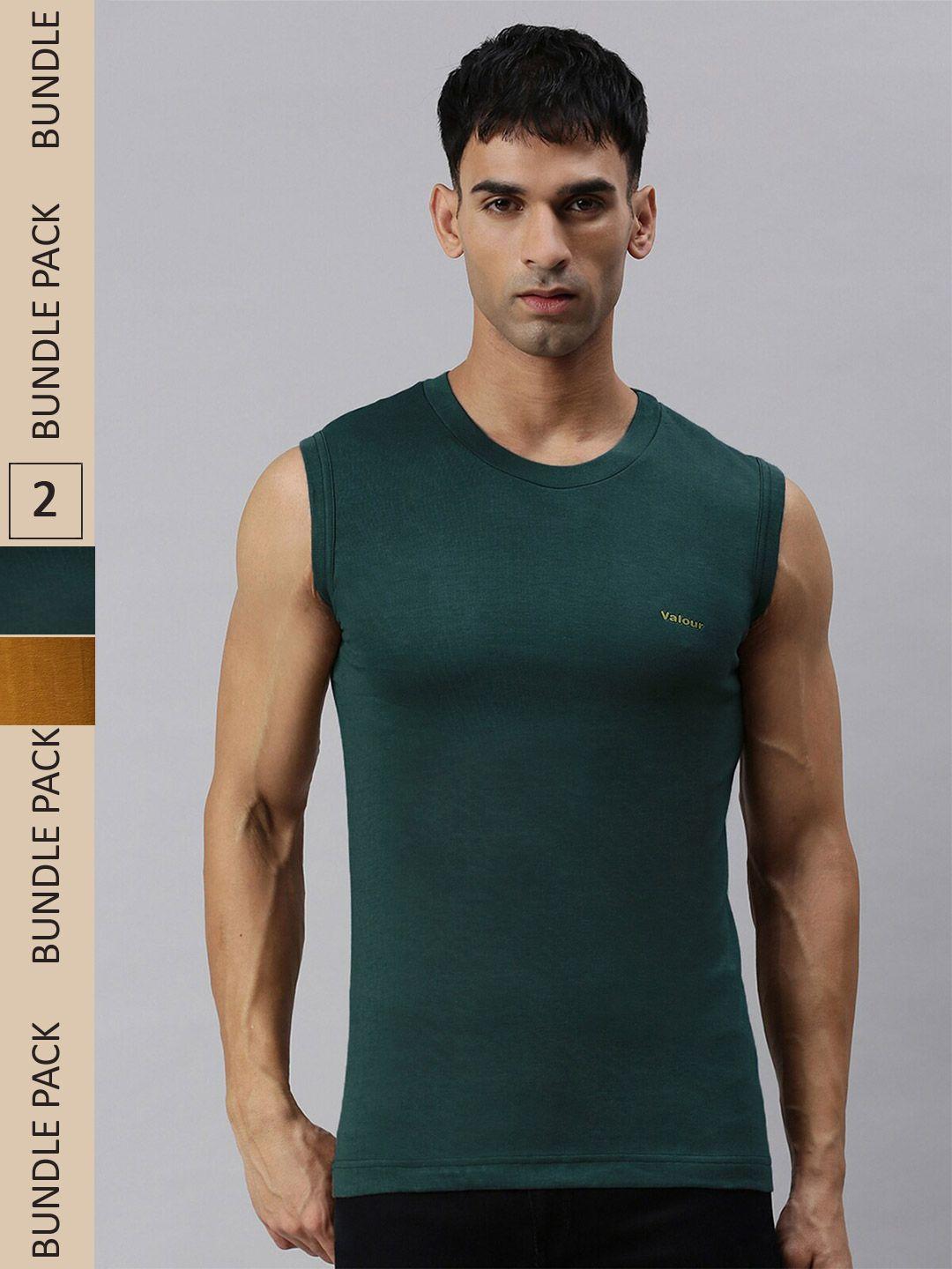 lux cozi pack of 2 round neck sleeveless slim fit cotton t-shirt