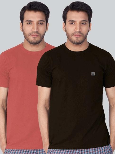 lux nitro coral & black regular fit t-shirt pack of - 2