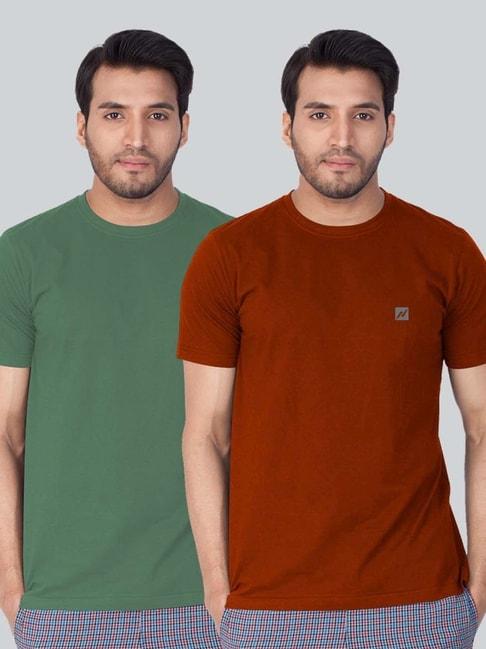 lux nitro green & rust regular fit t-shirt pack of - 2
