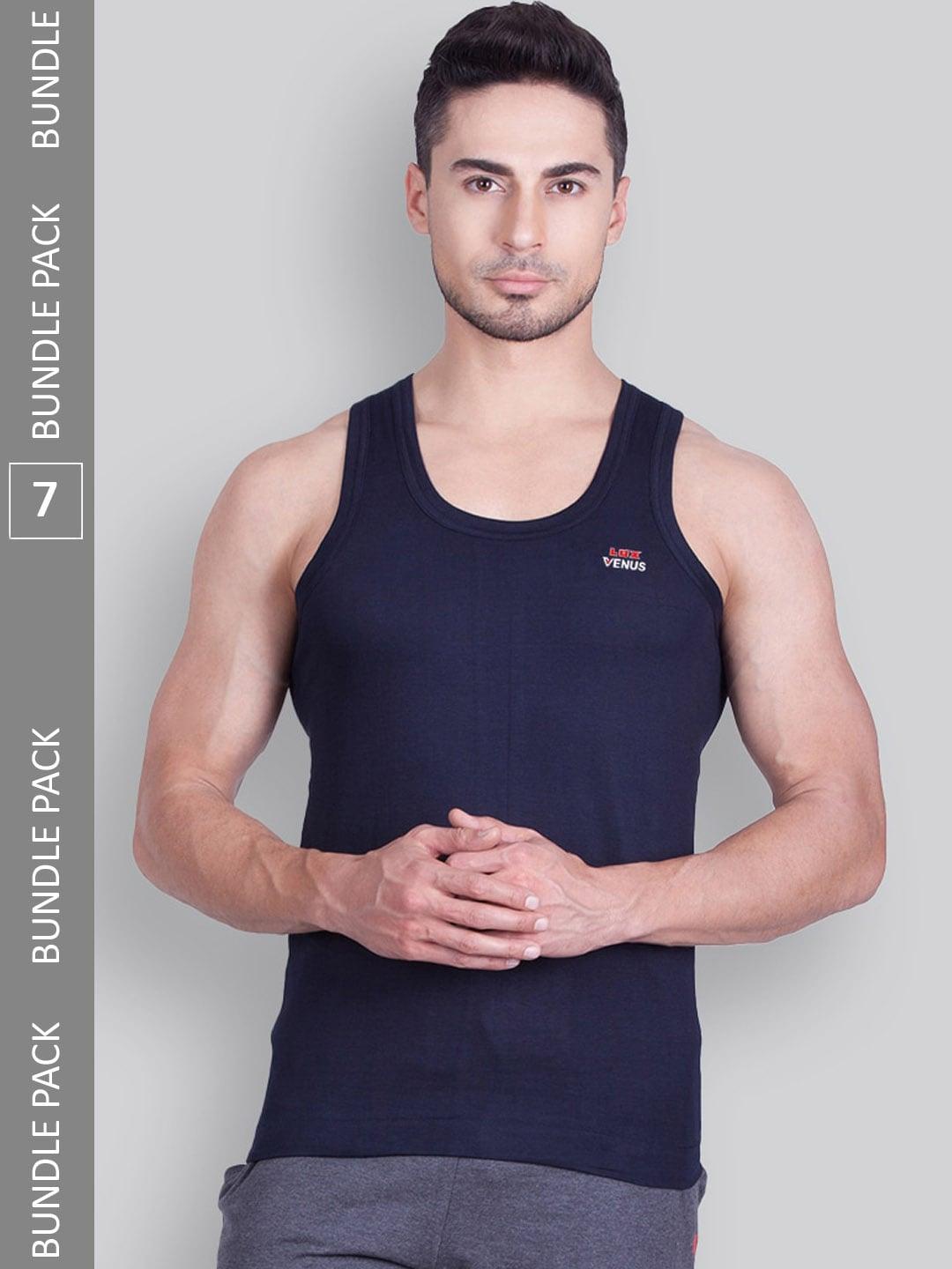 lux venus pack of 7 assorted pure combed cotton basic innerwear vests