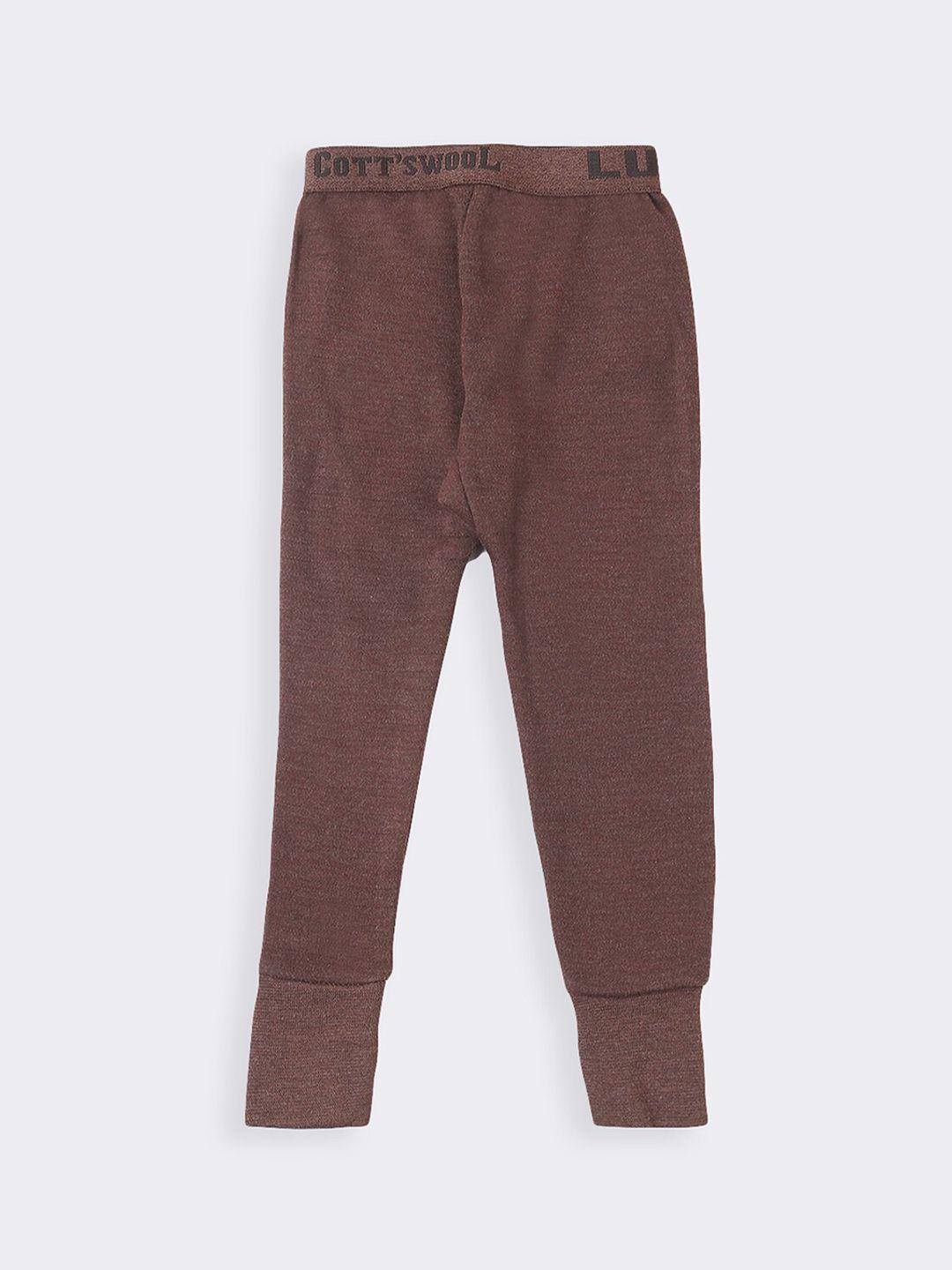 lux cottswool boys pack of 2 brown solid thermal bottoms