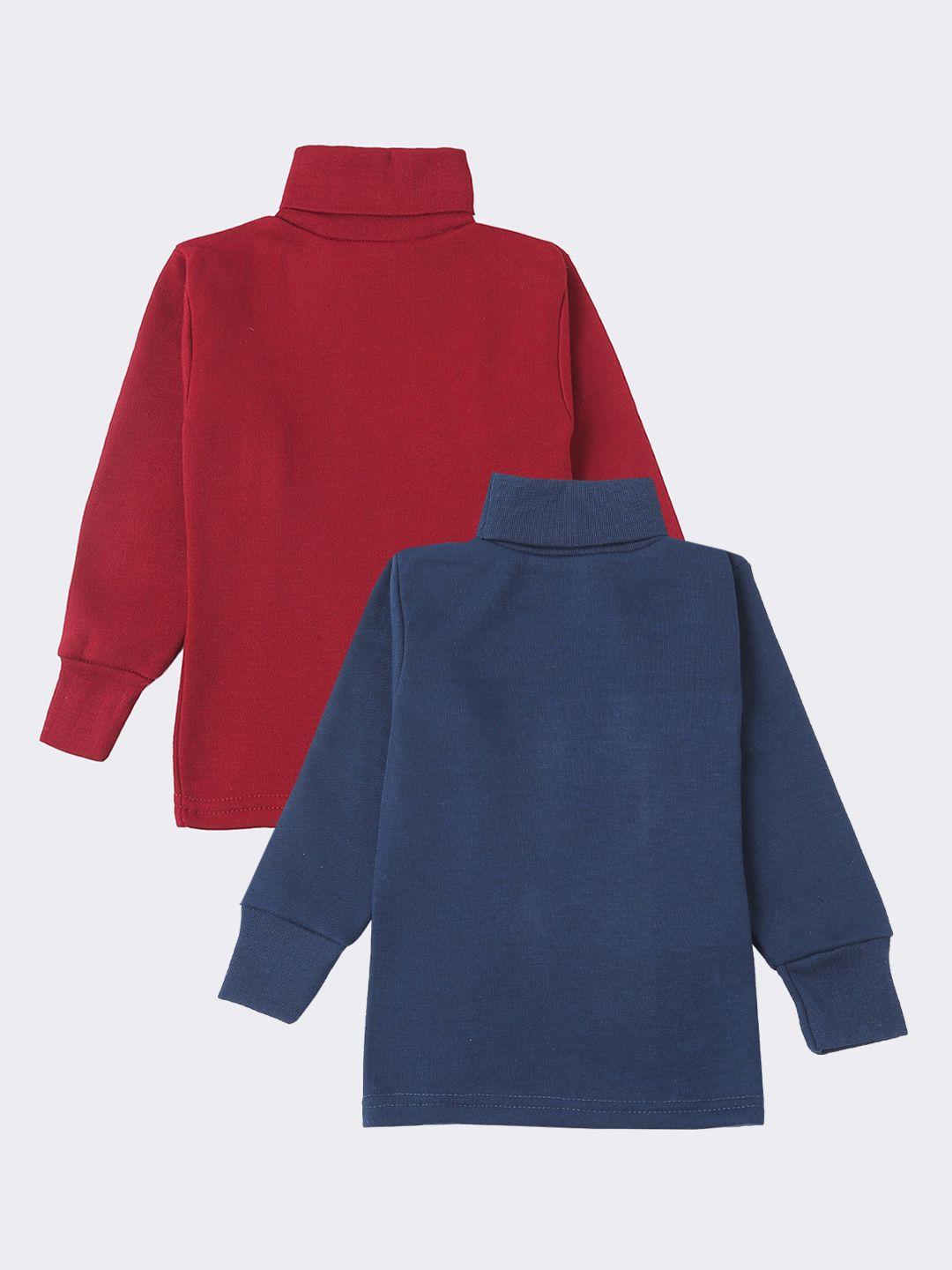 lux cottswool boys pack of 2 maroon and blue solid thermal tops
