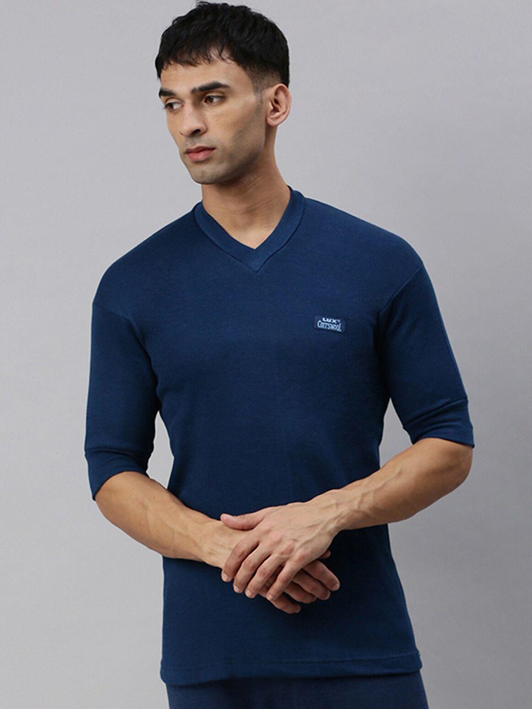 lux cottswool v-neck short sleeves wool thermal tops