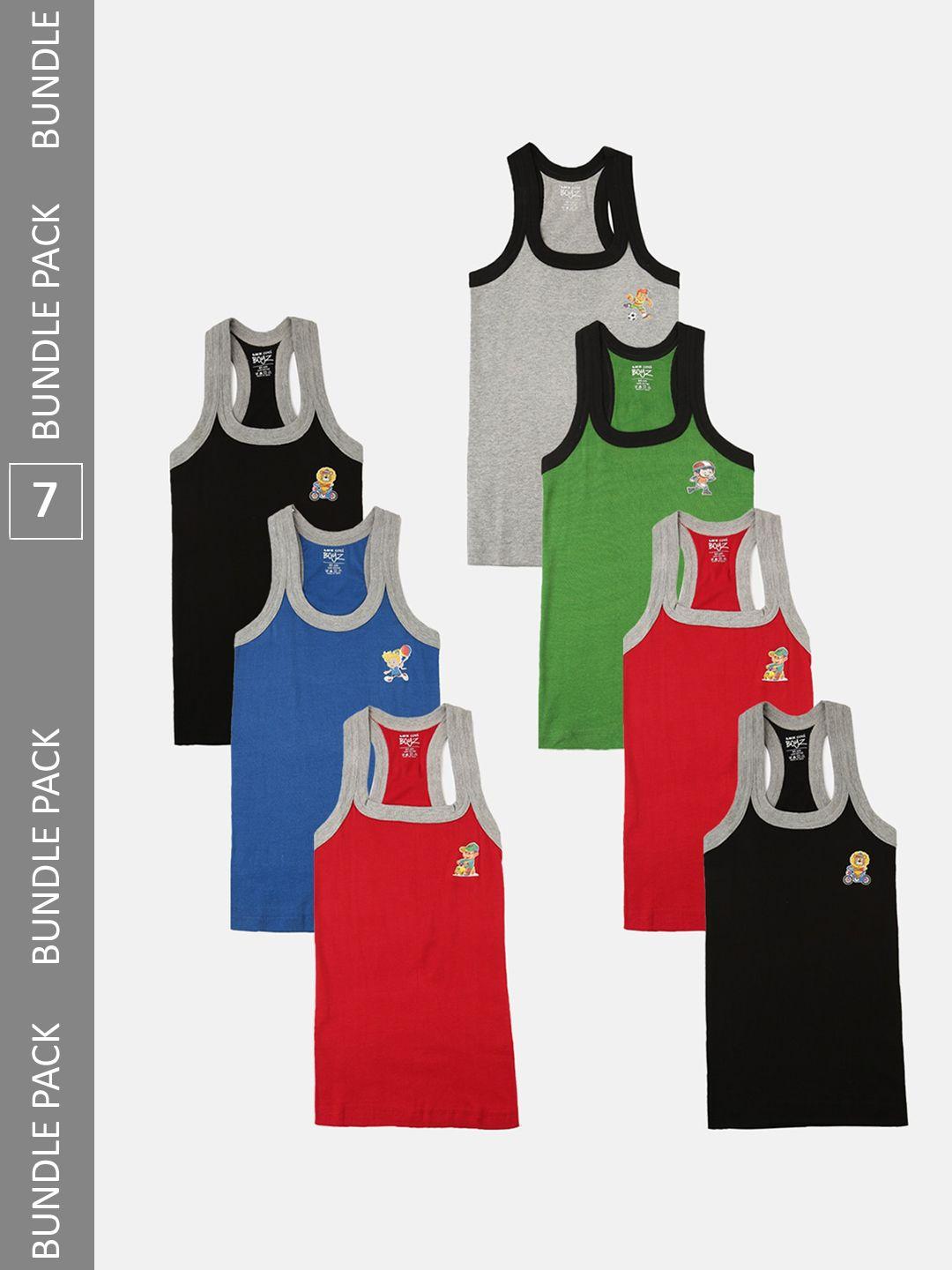 lux cozi  boys pack of 7 assorted cotton sleeveless innerwear vests