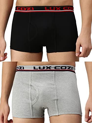 lux cozi bigshot men's pack of 2 black & grey melange semi long trunk (size : 105cm)