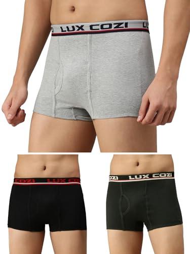 lux cozi bigshot men's pack of 3 black, dark grey, grey melange semi long trunk (size : 110cm)