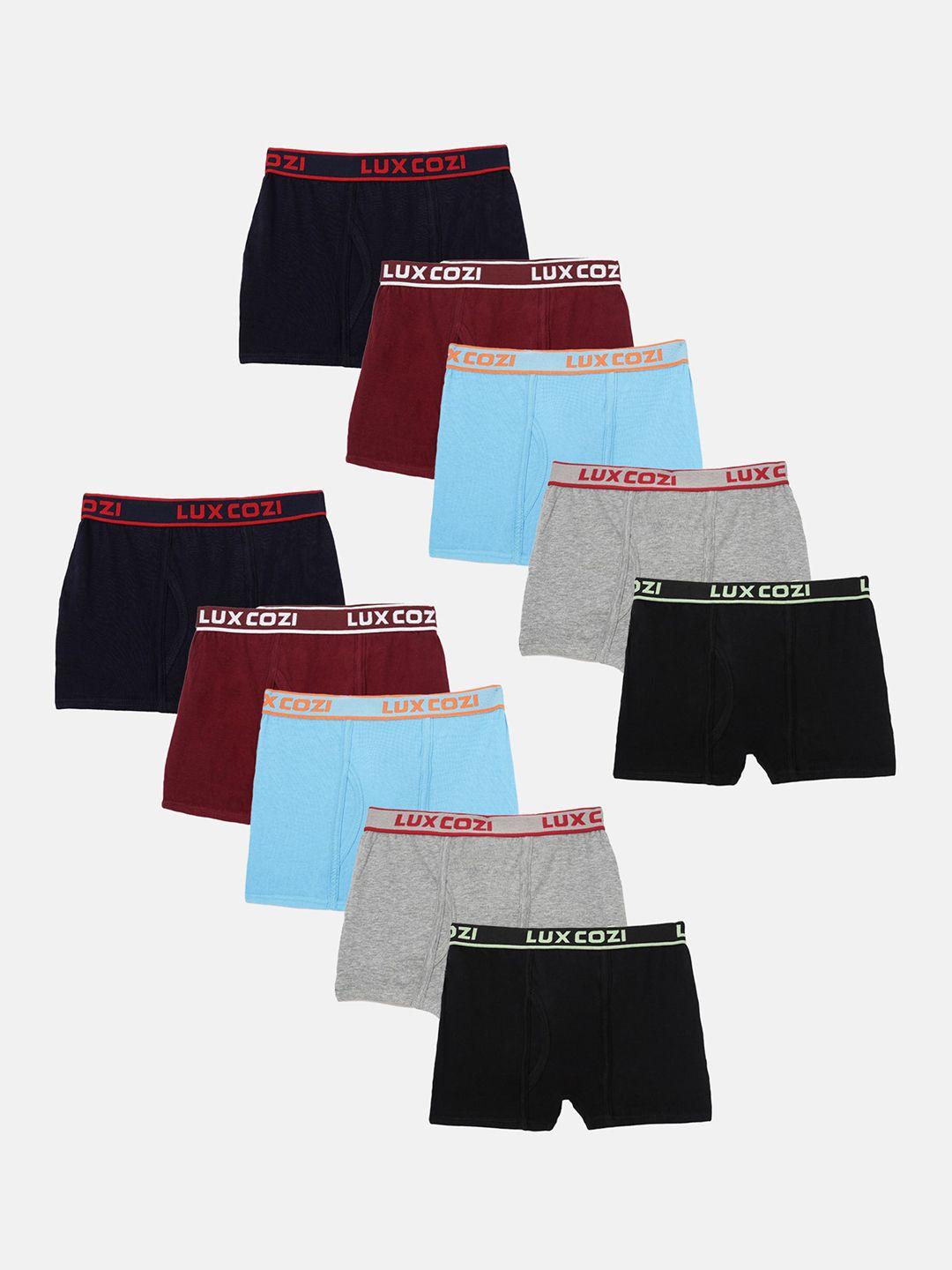 lux cozi boys pack of 10 assorted moisture-wicking trunks