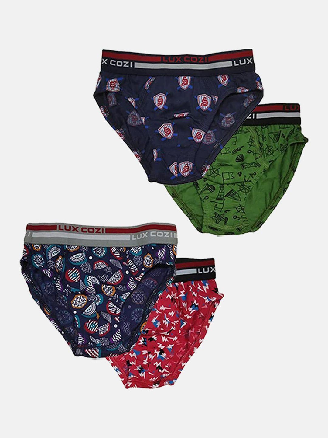 lux cozi boys pack of 4 assorted anti-odour conversational printed basic briefs