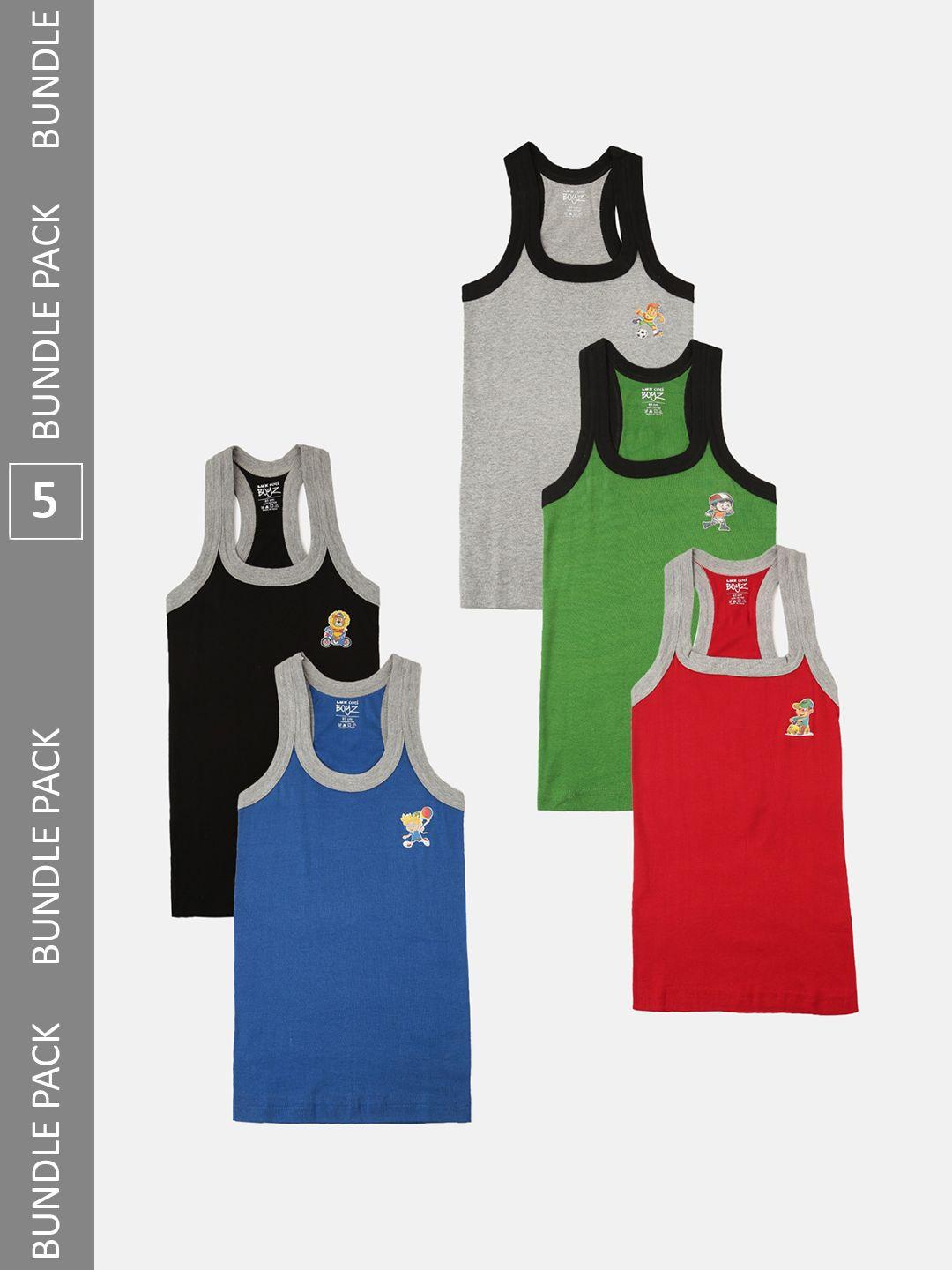 lux cozi boys pack of 5 assorted cotton sleeveless innerwear vests