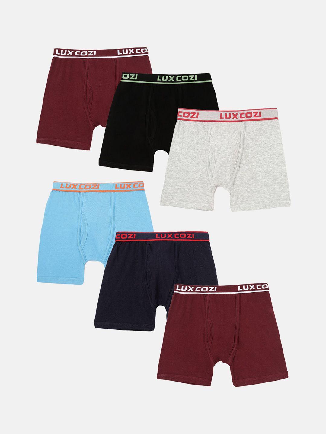 lux cozi boys pack of 6 assorted moisture-wicking trunks