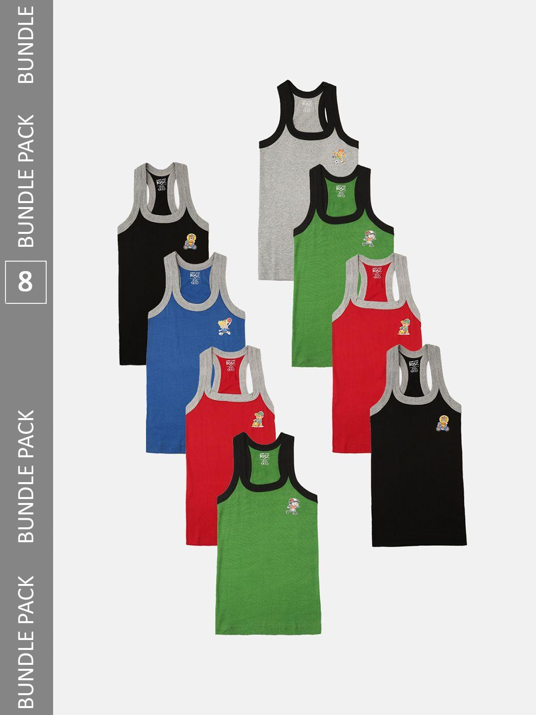 lux cozi boys pack of 8 assorted cotton sleeveless innerwear vests