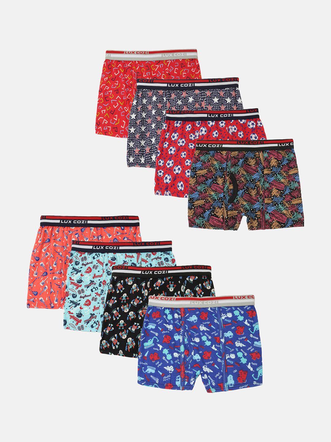 lux cozi boys pack of 8 assorted printed trunks