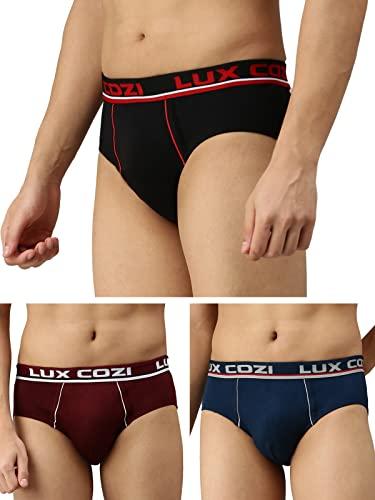 lux cozi briefs for men - soft, breathable pure cotton fabric (assorted combo pack of 3 pack) (color may vary)