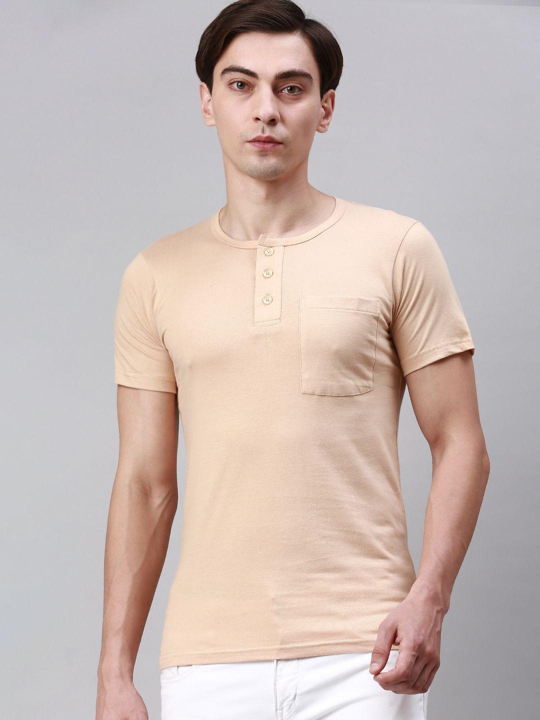 lux cozi henley neck casual cotton t-shirt