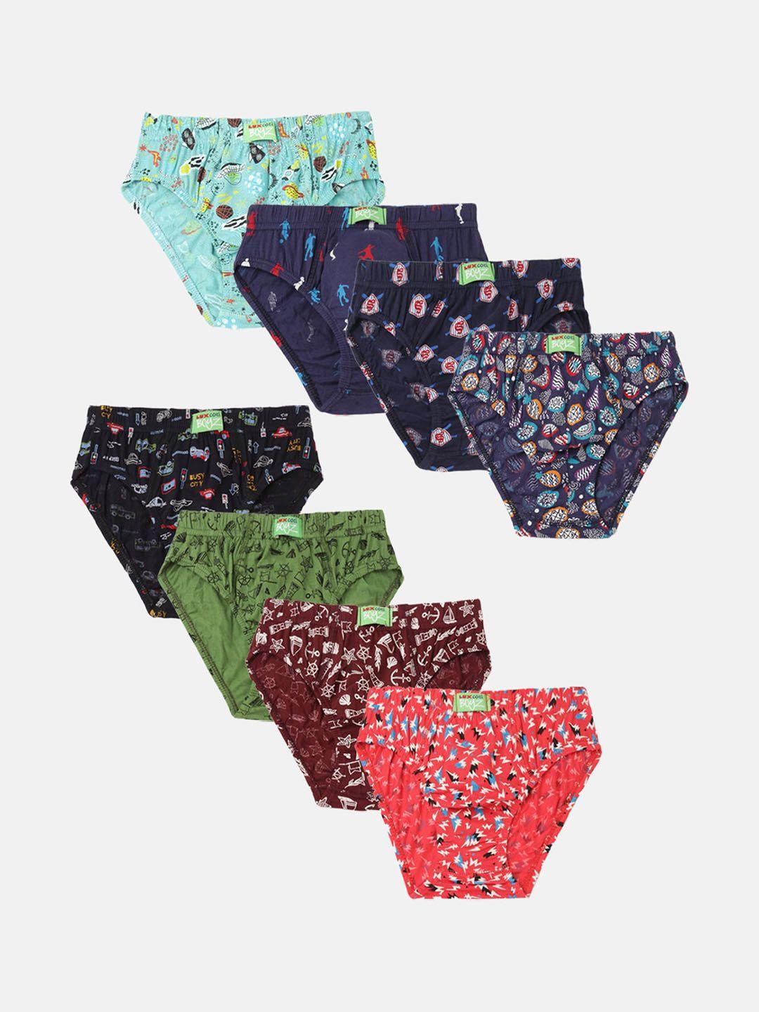 lux cozi kids pack of 8 assorted printed mid-rise anti-odour cotton basic briefs