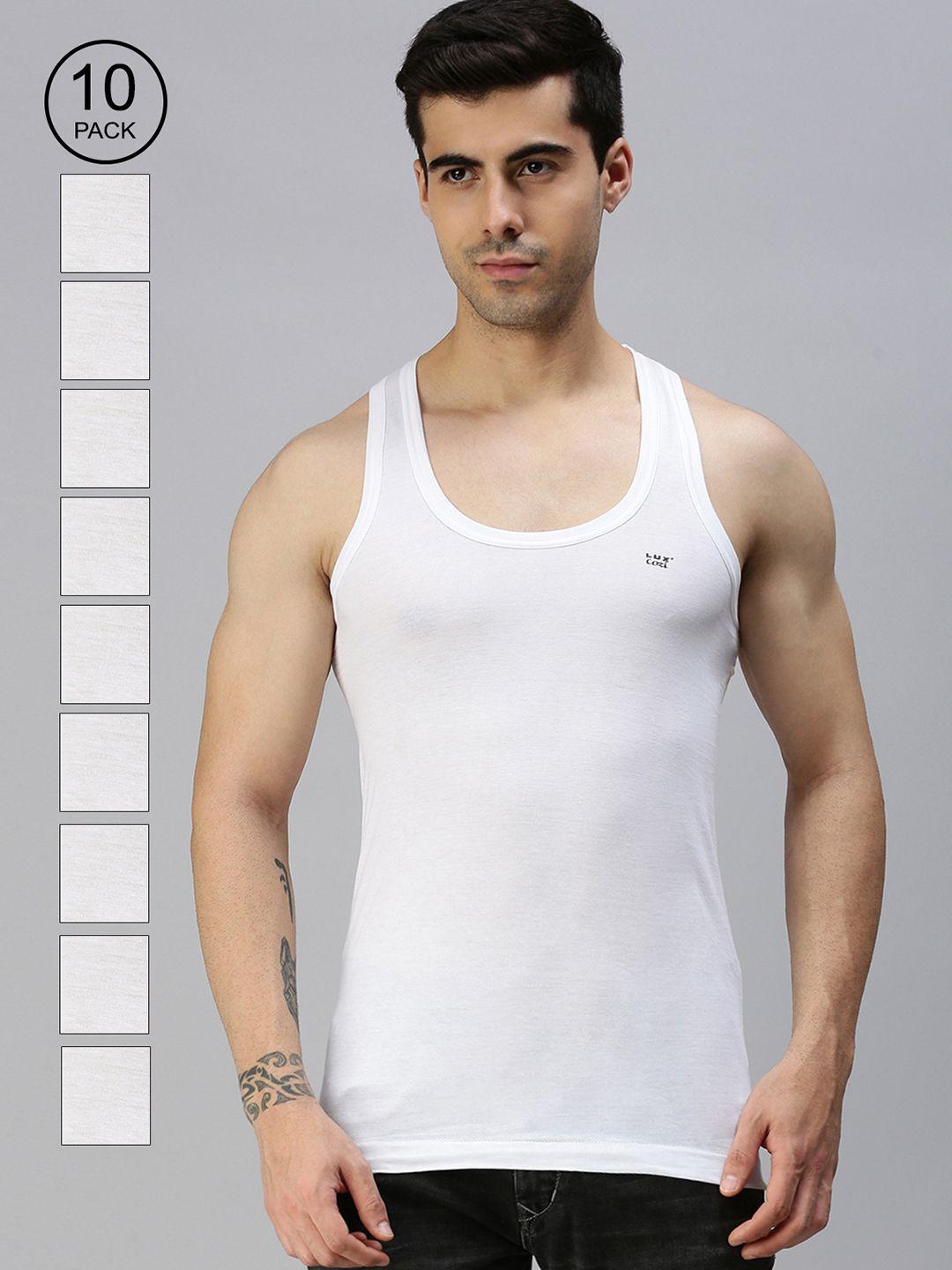 lux cozi men pack of 10 assorted solid organic cotton innerwear vests