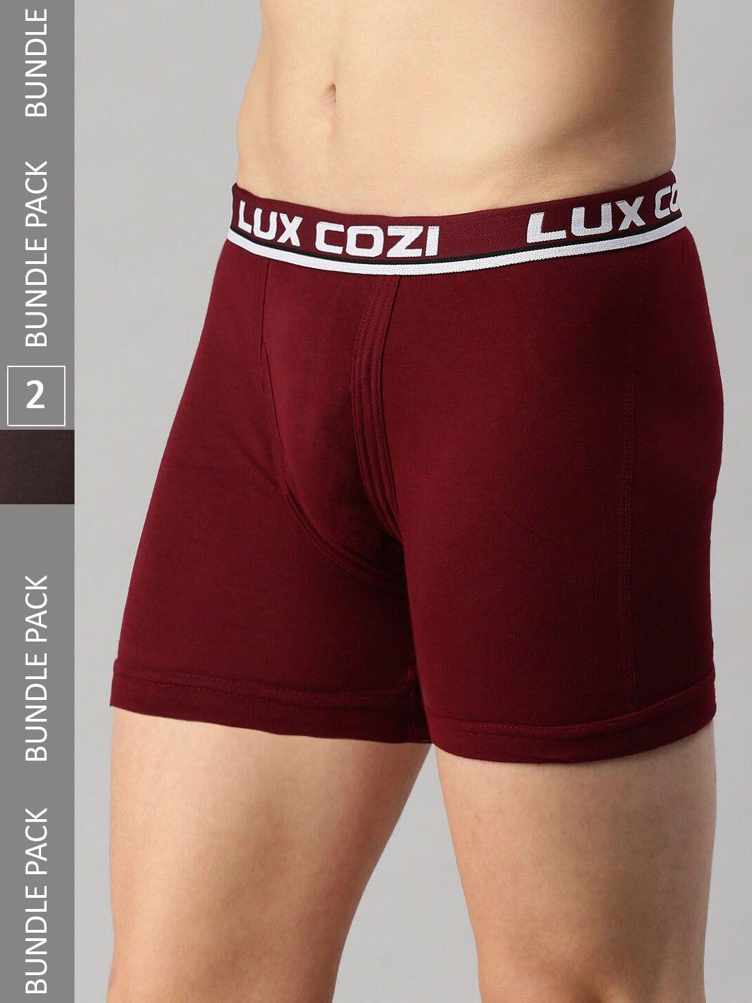 lux cozi men pack of 2  mid-rise trunks- cozi_intlock_cof_mrn_2pc