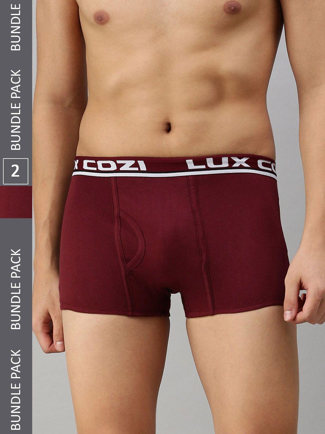 lux cozi men pack of 2 brand logo printed pure cotton trunks cozi_bigshot_slp_mrn_2pc