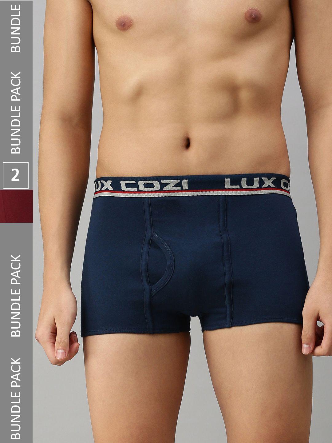 lux cozi men pack of 2 brand logo printed pure cotton trunks cozi_bigshot_slp_mrn_mbu_2pc