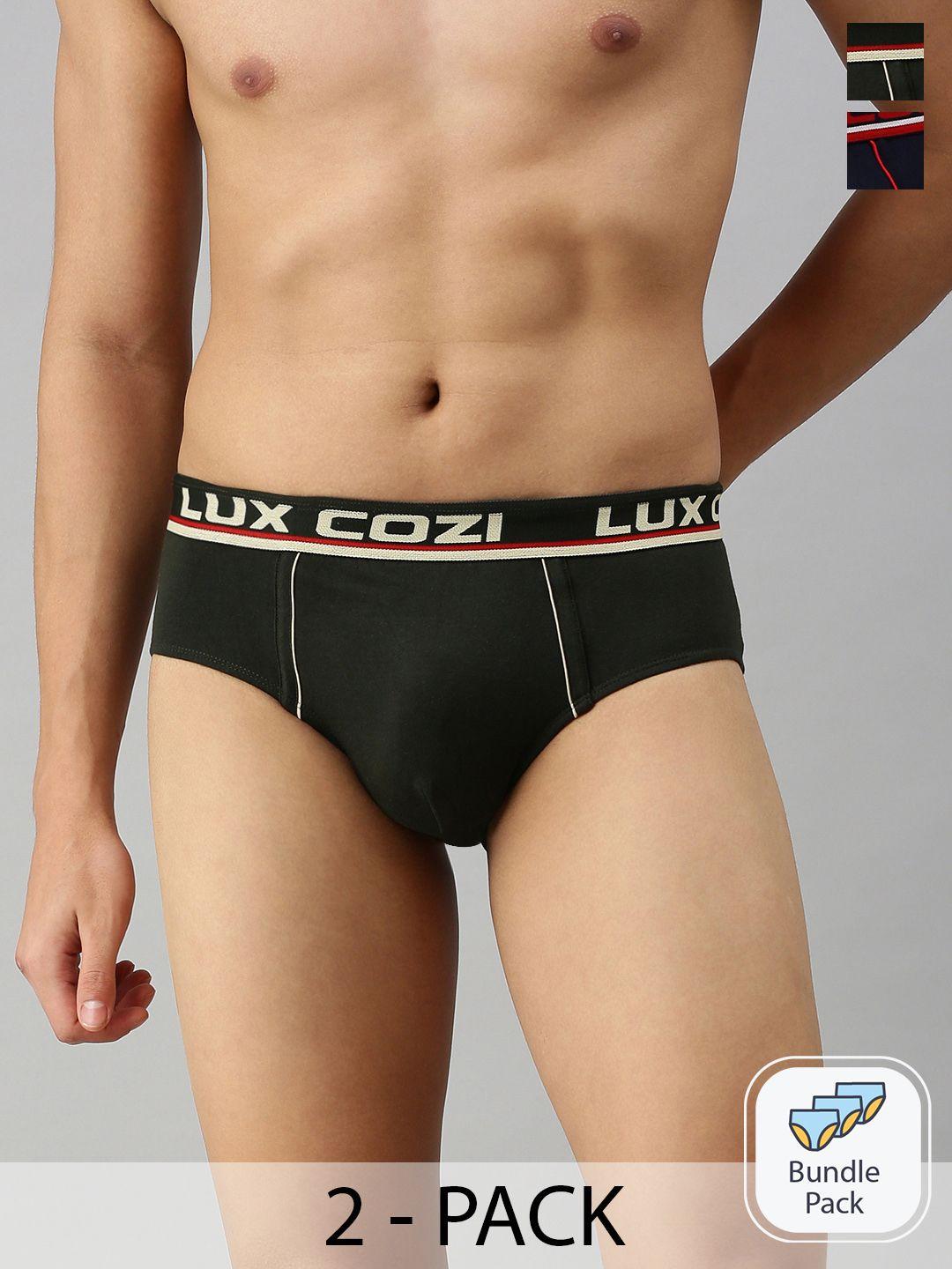 lux cozi men pack of 2 pure cotton mid-rise basic briefs cozi_bigshot_brf_dg_nb_2pc