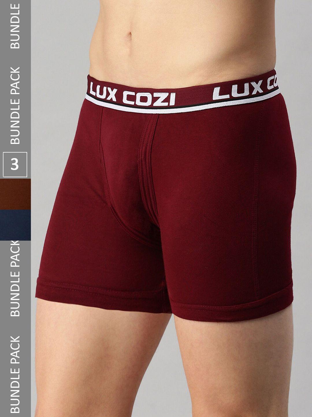lux cozi men pack of 3 cotton blend outer elastic trunks