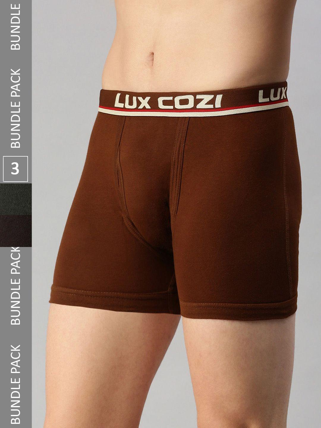 lux cozi men pack of 3 mid-rise breathable trunks cozi_intlock_cof_mst_dg_3pc