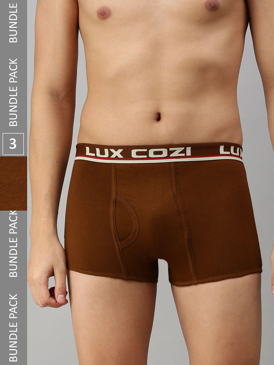 lux cozi men pack of 3 mid-rise pure cotton trunks