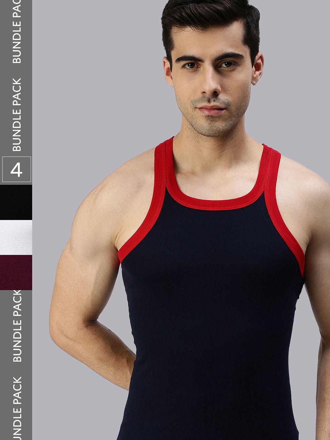 lux cozi men pack of 4 pure cotton innerwear gym vests