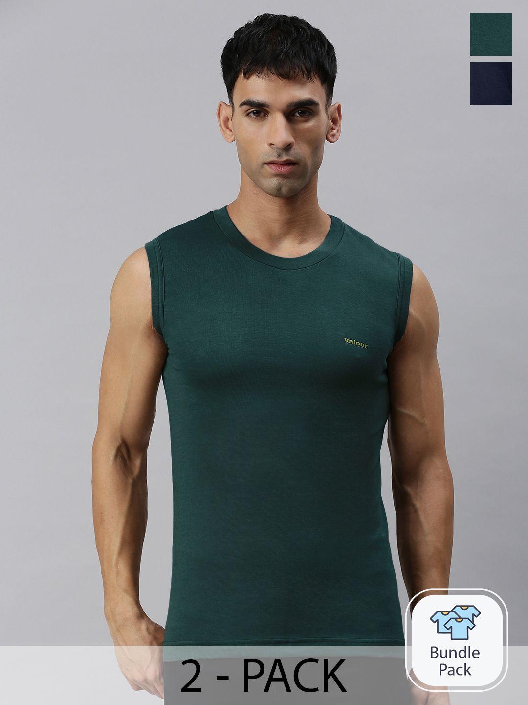 lux cozi pack of 2 slim fit cotton gym vest