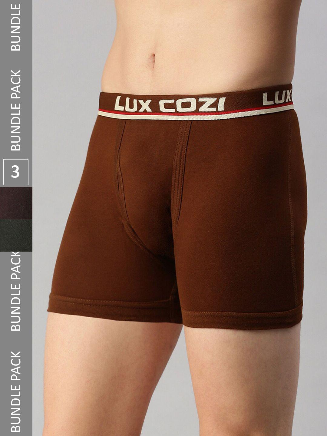 lux cozi pack of 3 mid-rise outer elastic long trunks