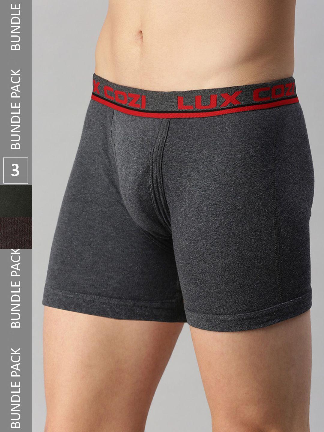 lux cozi pack of 3 outer elastic sleek and comfortable trunks cozi_intlock_bm_cof_dg_3pc