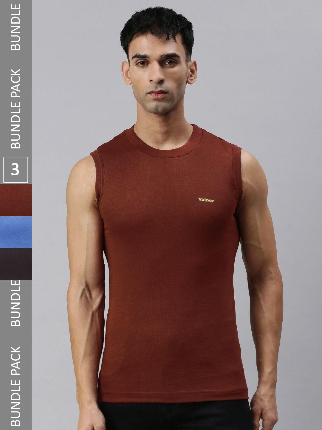 lux cozi pack of 3 slim fit cotton gym vest