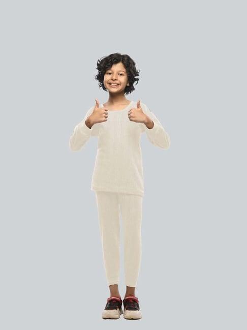 lux inferno kids white skinny fit full sleeves thermal set