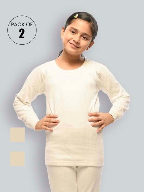 lux inferno kids white skinny fit full sleeves thermal top (pack of 2)