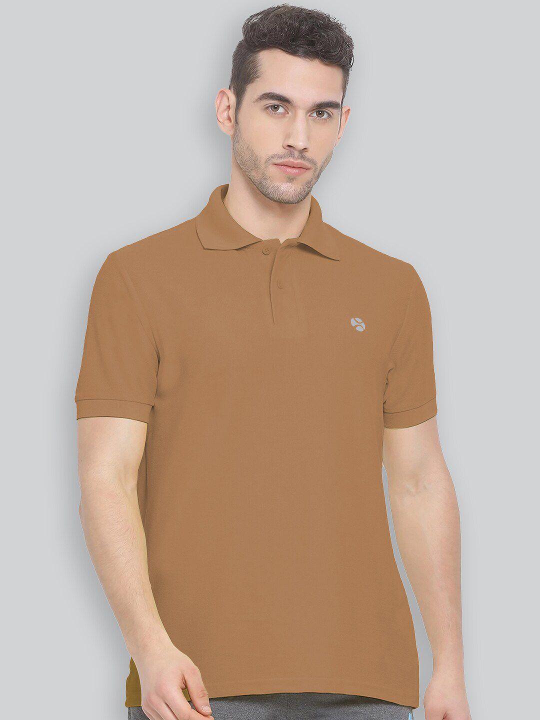 lux nitro men brown polo collar extended sleeves anti odour t-shirt