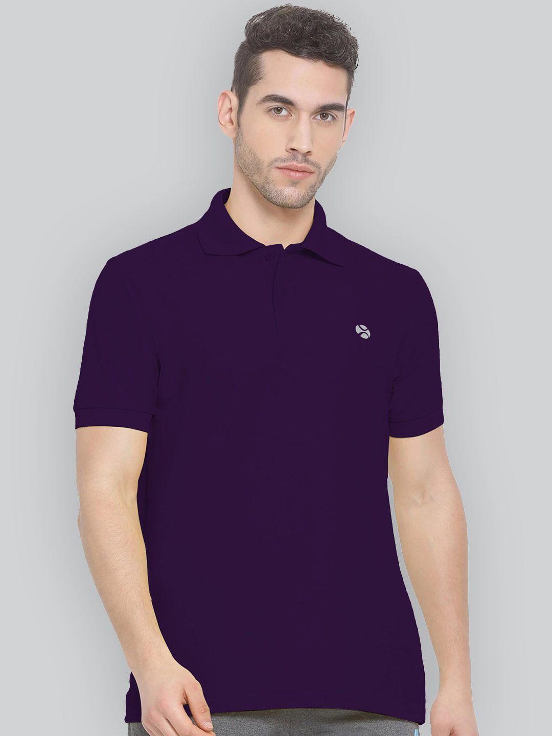 lux nitro men purple polo collar anti odour t-shirt