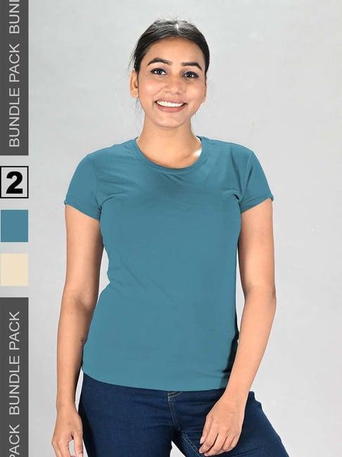 lux nitro yellow & blue regular fit t-shirts - set of 2