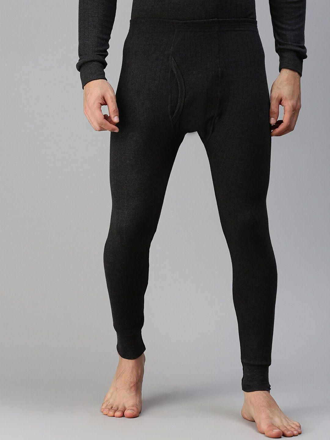 lux parker men black solid  knitted thermal bottoms