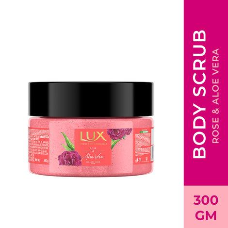 lux rose & aloevera gel body scrub, 300gm