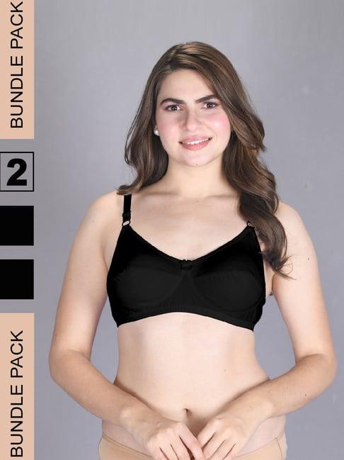 lux venus black full coverage non-wired everyday bra with adjustable strap - pack of 2