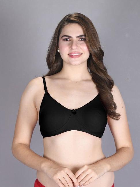 lux venus black full coverage non-wired t-shirt bra with adjustable strap