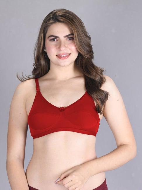 lux venus red full coverage non-wired bra with adjustable strap