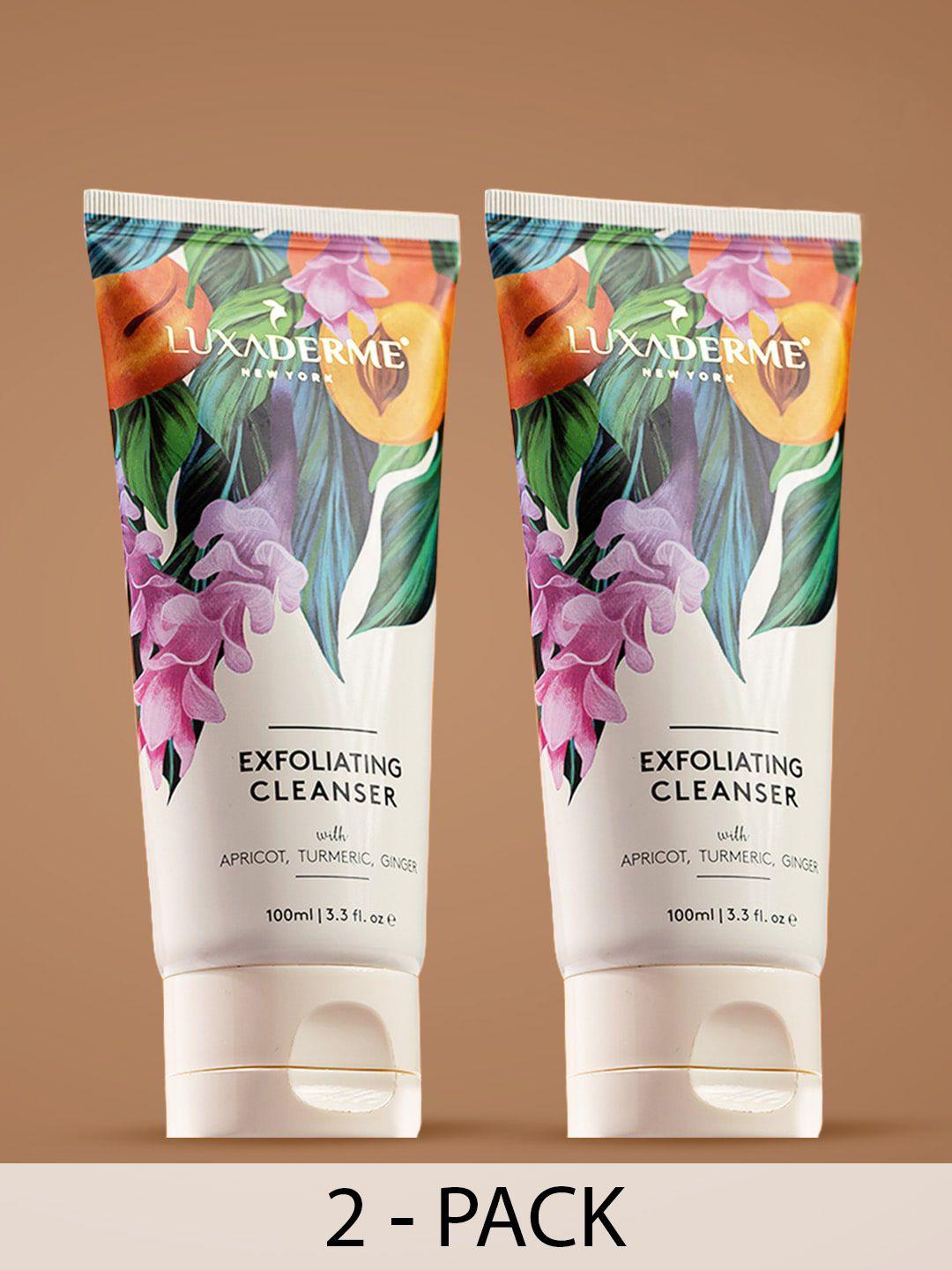 luxaderme set of 2 exfoliating cleanser with turmeric & ginger - 100 ml each